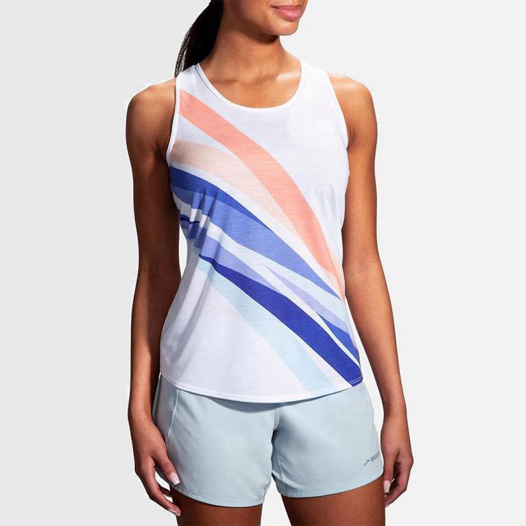 Regata De Corrida Brooks Distance Feminino Brasil - Branco (70369QKIE)